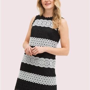 Kate Spade Size 12 Lace Daisy Dress Black and White Intricate Crochet Midi Dress
